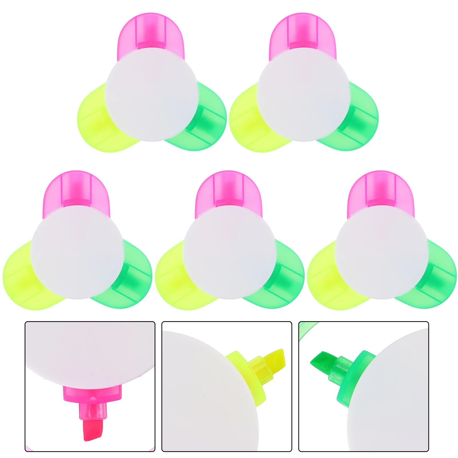 

5 Pcs Fluorescent Pens Highlighters 3 Color Portable Colored Marker Pens for Students Office Lightweight Petals Design Creative
