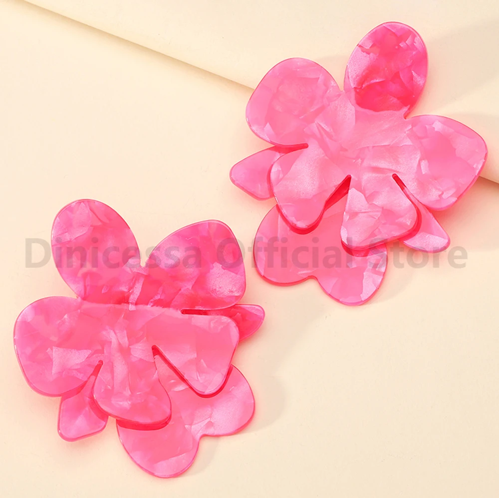 Charm Resin Flower Decor Exaggerated Big Dangle Earrings For Women Luxury Design Female Original Wedding Party Pendant Jewelry