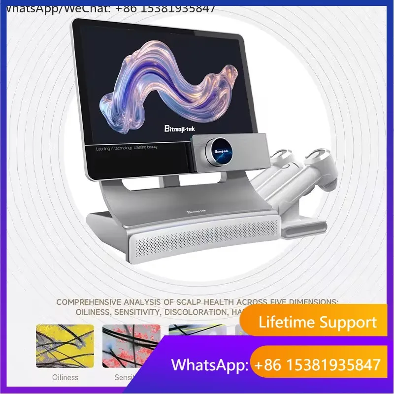 Intelligent T5 AI Scalp & Skin Analyzer, 200x Magnification Digital Microscope with 15.6