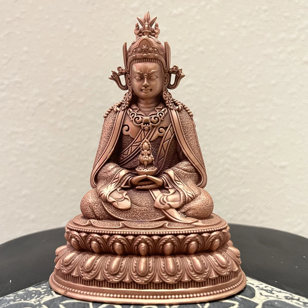 

Nepal Tibetan pure copper lotus peanut Guru Buddha statue ornament, red copper master can be stored in red copper to ensure safe