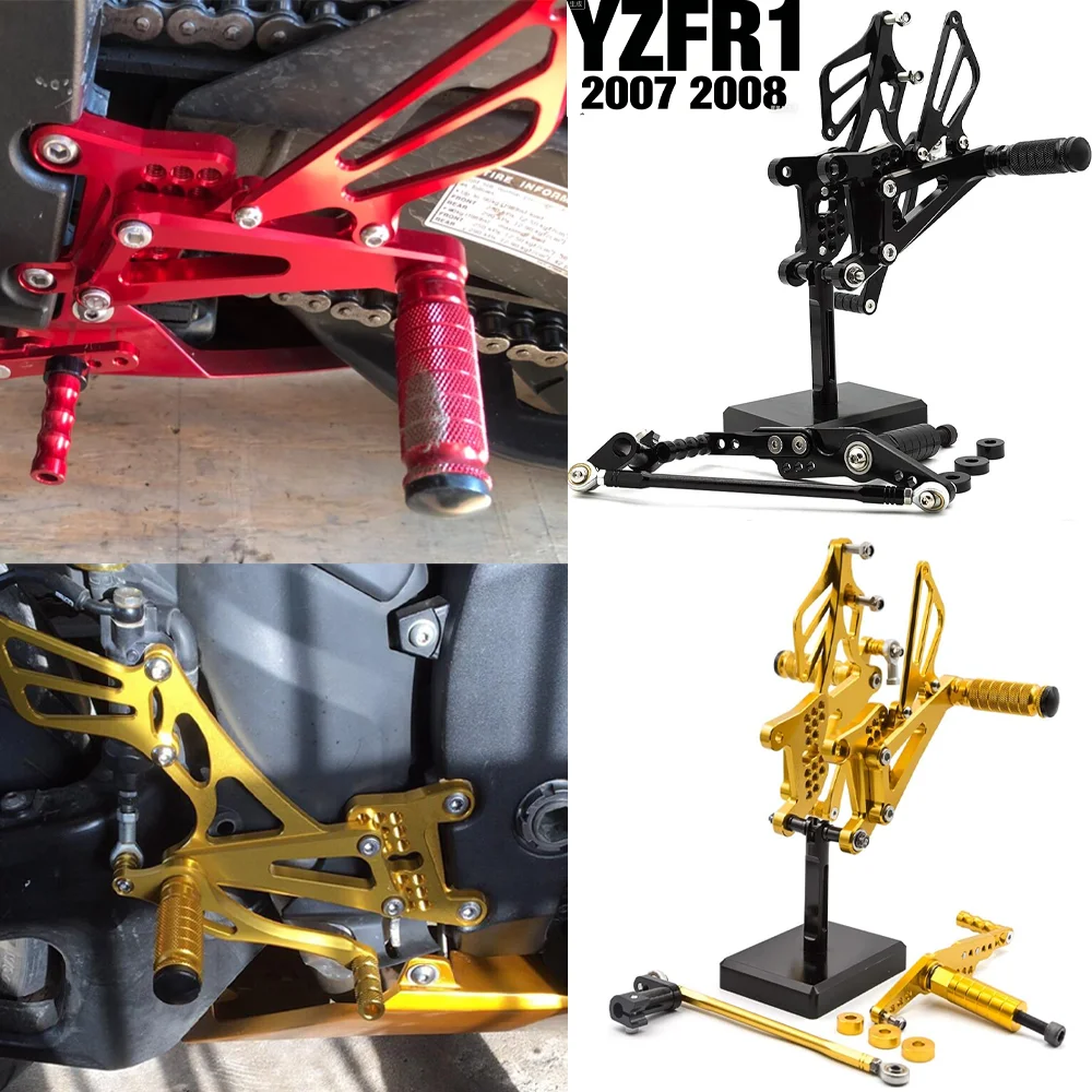 

For Yamaha YZF R1 YZF-R1 YZFR1 2007 2008 Motorcycle CNC Rearset Adjustable Footpeg Footrest Rear Set Foot Peg Pedal Rearsets