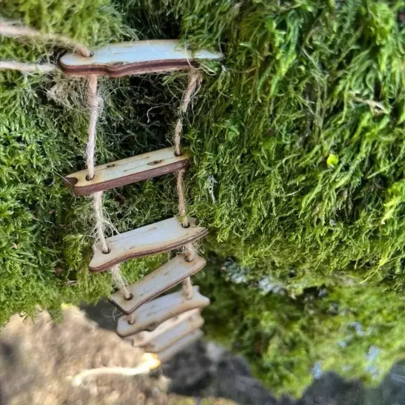 Top Quality Mini Wooden Fairy Bridge With Rope Ladder Micro Landscape Ornament Diy Craft Accessory Photo Shooting Prop