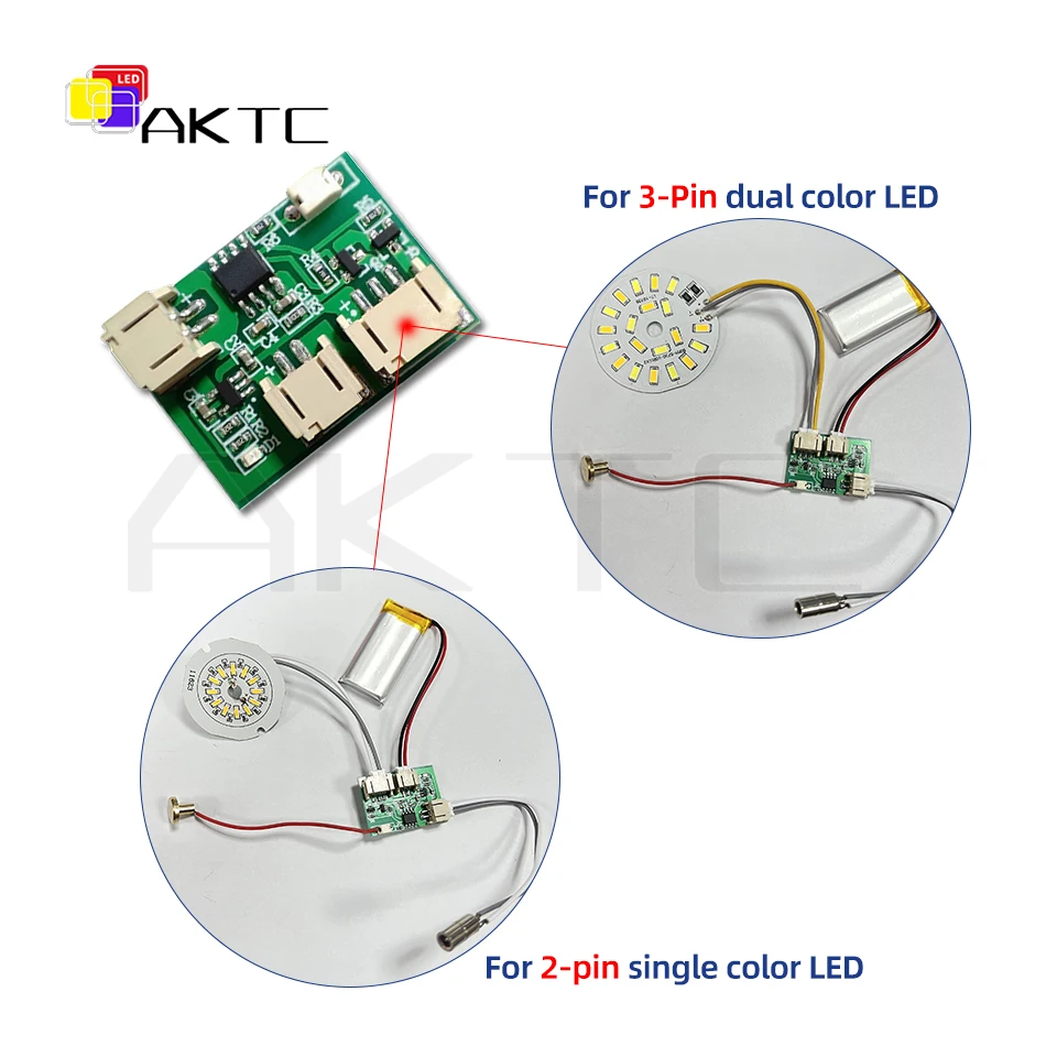 New Rechargeable LED Touch Switch Module PCB 5V 2A Low Voltage Single/Dual Color Light Board Controller with Charge/Battery Port