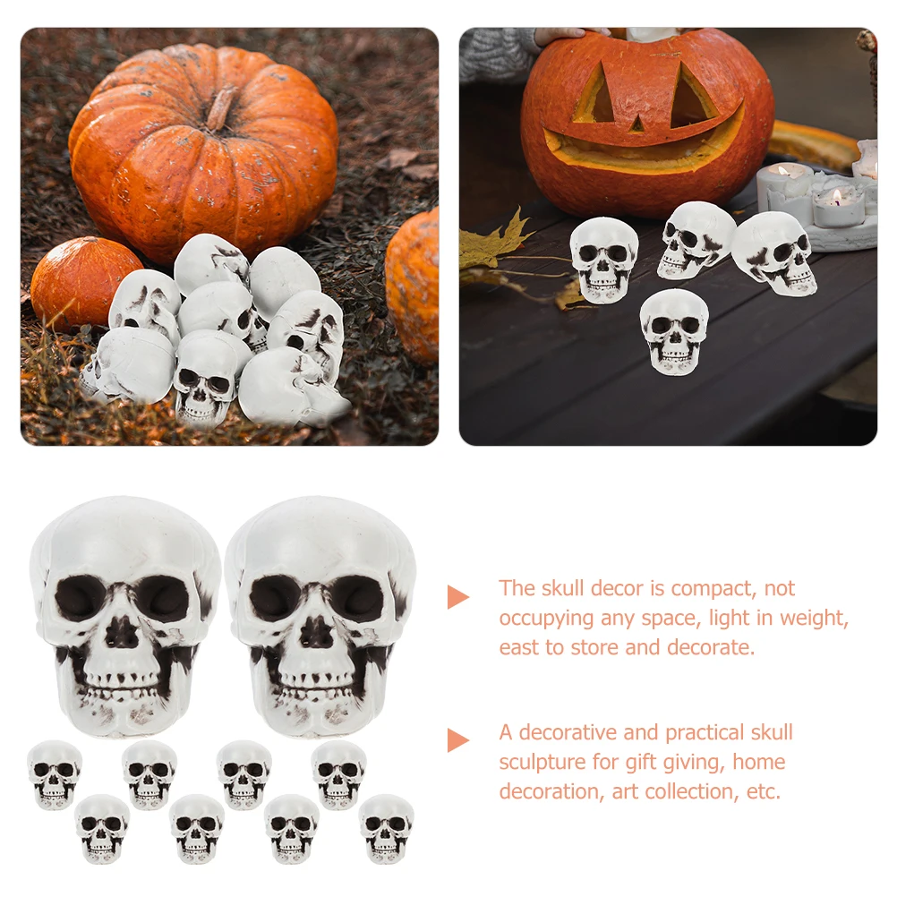 

10Pcs Halloween Skulls Mini Plastic Skulls Haunted House Decoration Simulation Skull Scared Halloween Skull Decor