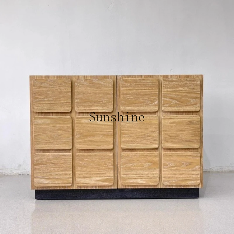 

French retro living room storage chest medieval silent wind solid wood color matching dining side cabinet