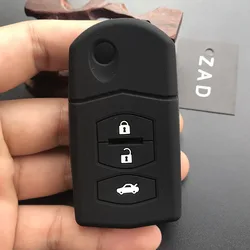 Silicone car key cover case for MAZDA 3 5 6 CX-5 CX-7 CX-9  Housing Miata MX-5 MPS   SP23 3 button floding key