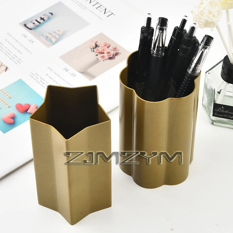 1Pcs Metal Pen Holder for Office Stationery Storage Box Desk Decoration Desktop Makeup Brush Organizer