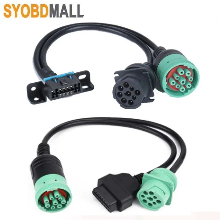 Truck Plug Detection Wire Plug 9-pin for Cummins Connection Cable J1939-9PIN Connector 9 Pin To OBD2 Interface Diagnosctic Tool