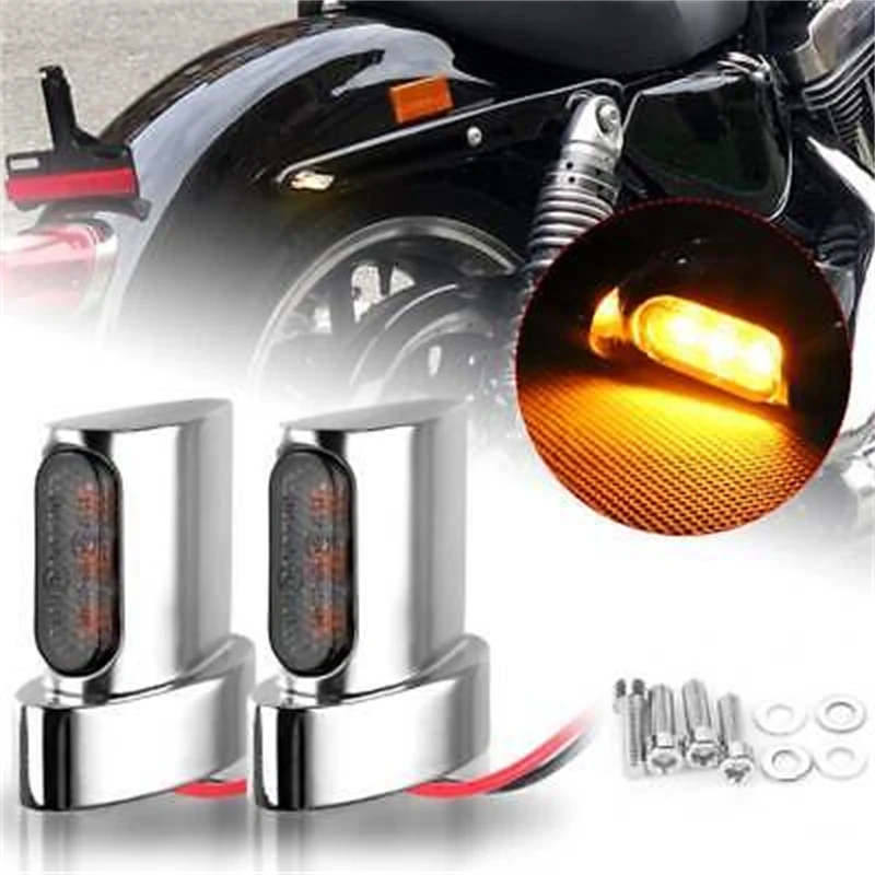 

2Pcs LED Mini Motorcycle Turn Signal Light Amber Indicators Blinker For Sportster XL 1200 883