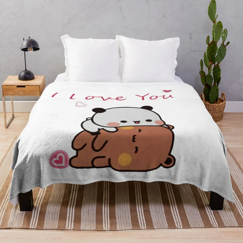 

Panda And Brownie- True Love BuBu DuDu Couple 2024 v4 Throw Blanket Softest halloween Blankets