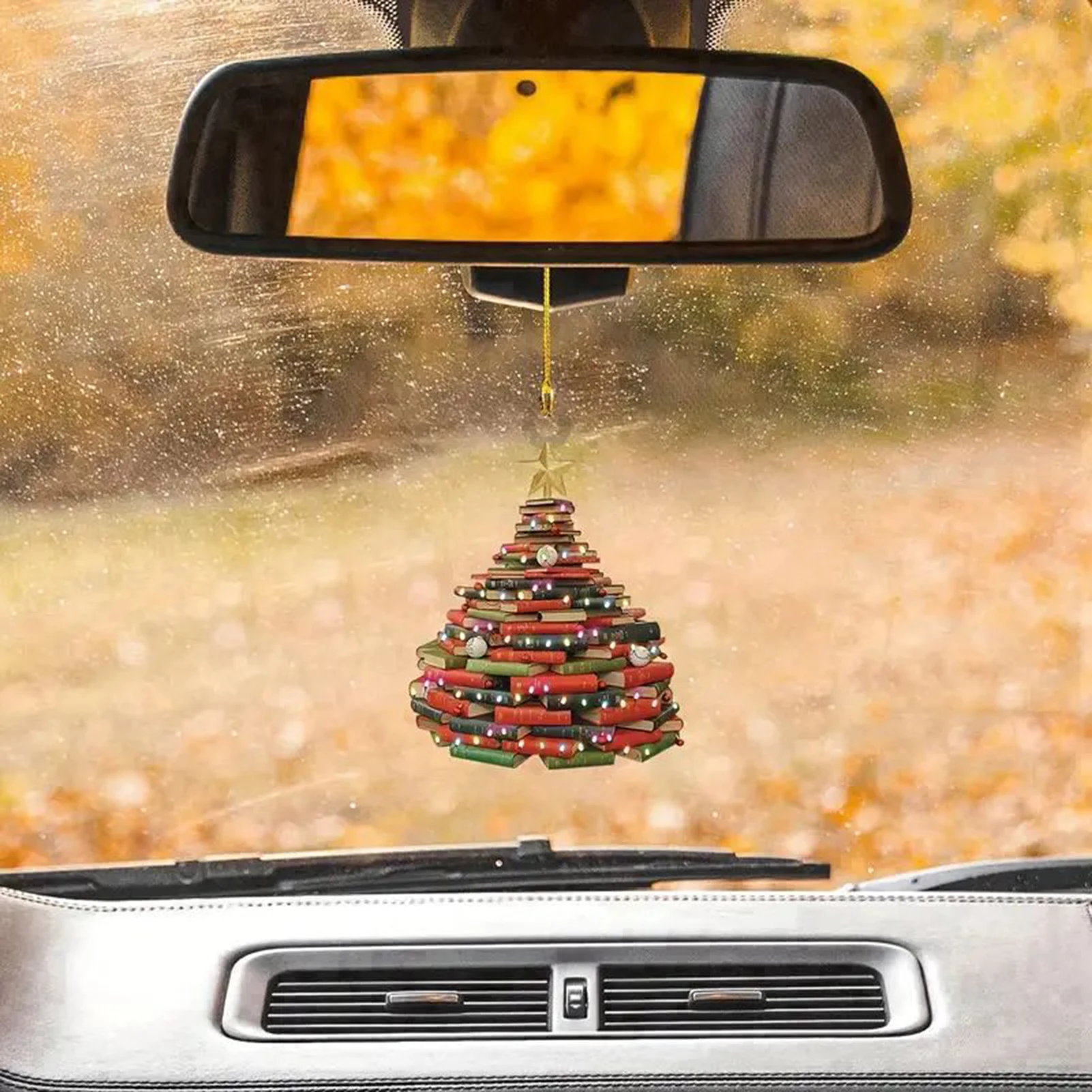 Car Acrylic Stack of Book Hanging Ornament Book Reading Lover Charm Decorative Crafts Home Party Christmas Gifts