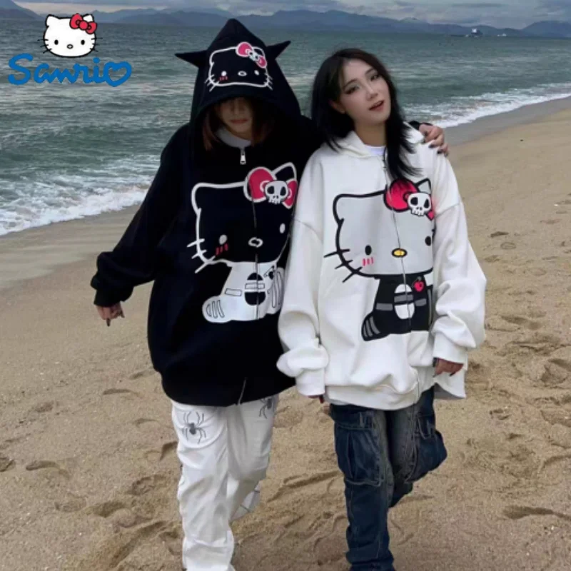 

Aoger Sanrio Y2k Hello Kitty Jacket Hoodie Sweatshirt Cartoon Zipper Blouse Sweatshirts Autumn Long Sleeve Sweater Female