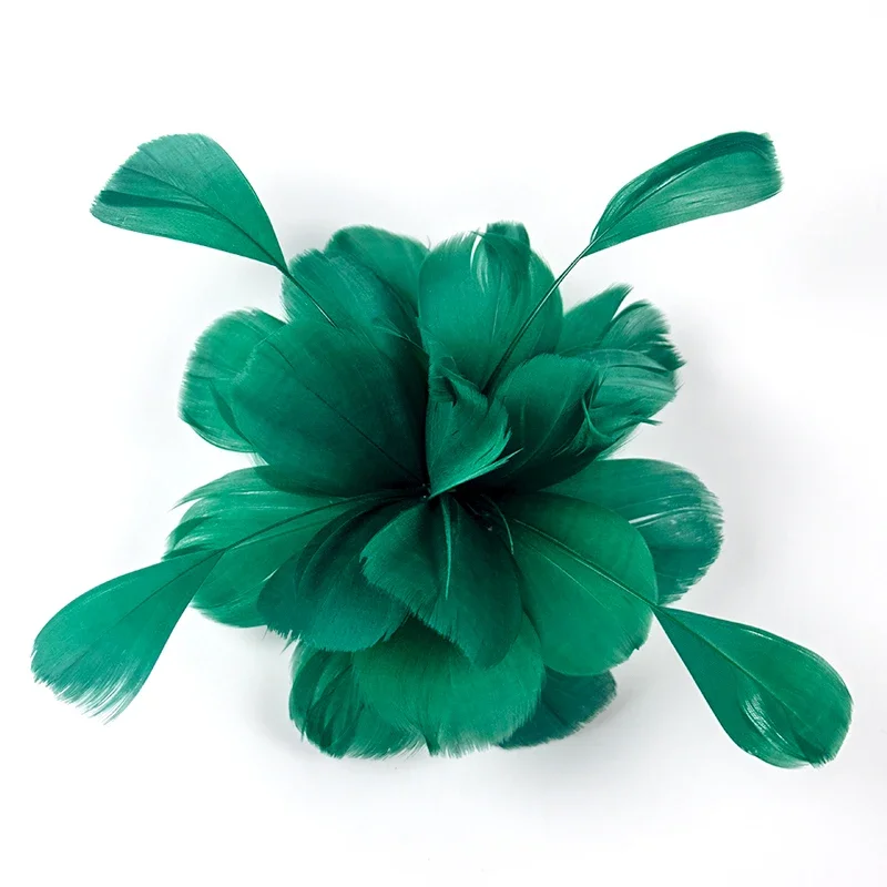 

1 Pieces Fascinating Womens Dark Green Feather Flower Brides Hair Accessories Wedding Hair Appliques Holiday Plume Headpiece