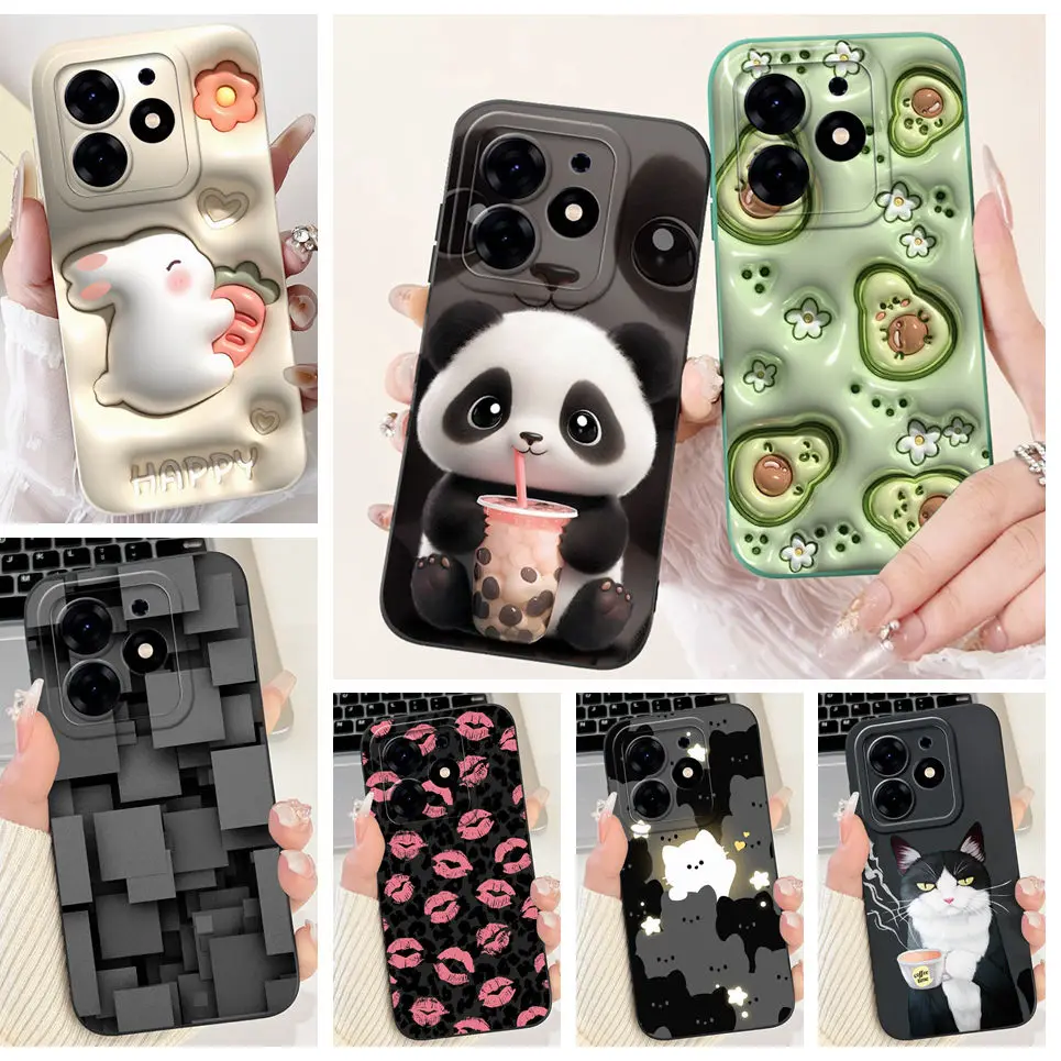 Luxury Fashion Back Cover For Tecno Spark 20 20C / Spark 20 Pro Plus Coque Soft Silicone Case Rabbit Cat Flower Panda Funda Etui