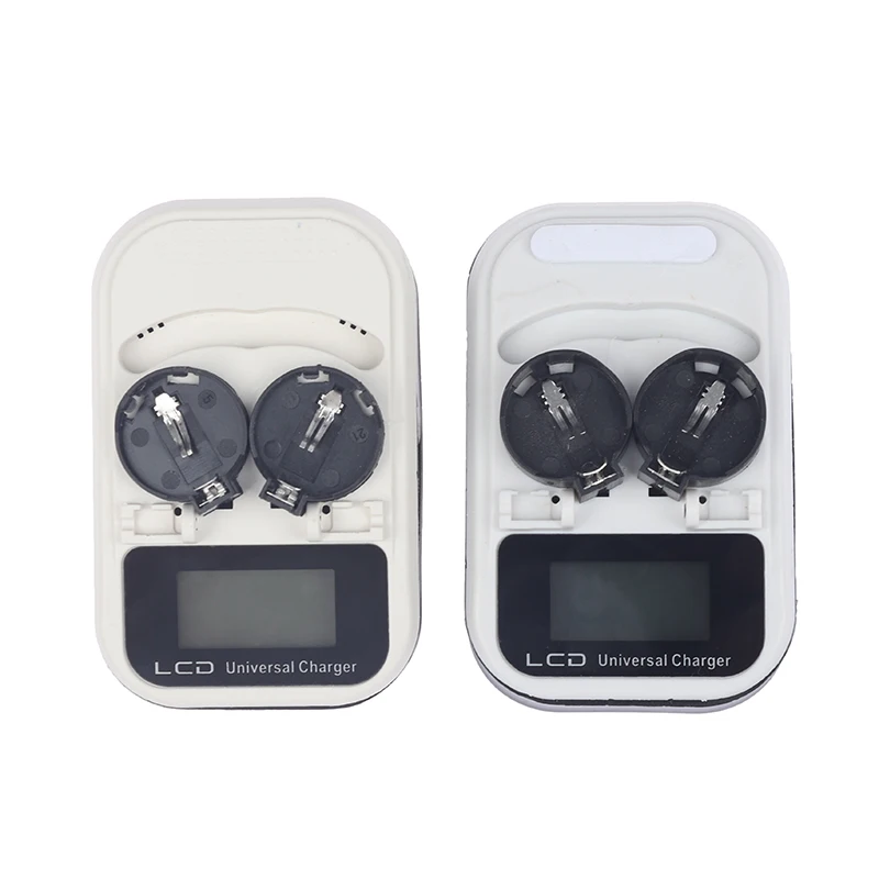 1pc 3.7V LCD EU Plug Button Battery Charger Recharging For CR2032 Indicator Intelligent 2-Slot US Plug Battery Charger