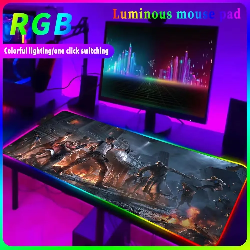 

R_resident E_evil Series Rgb Gaming Mouse Pad Computer Accessories LED Mousepad Gamer Desk Mat Pc Cabinet Backlit Keyboard Mats