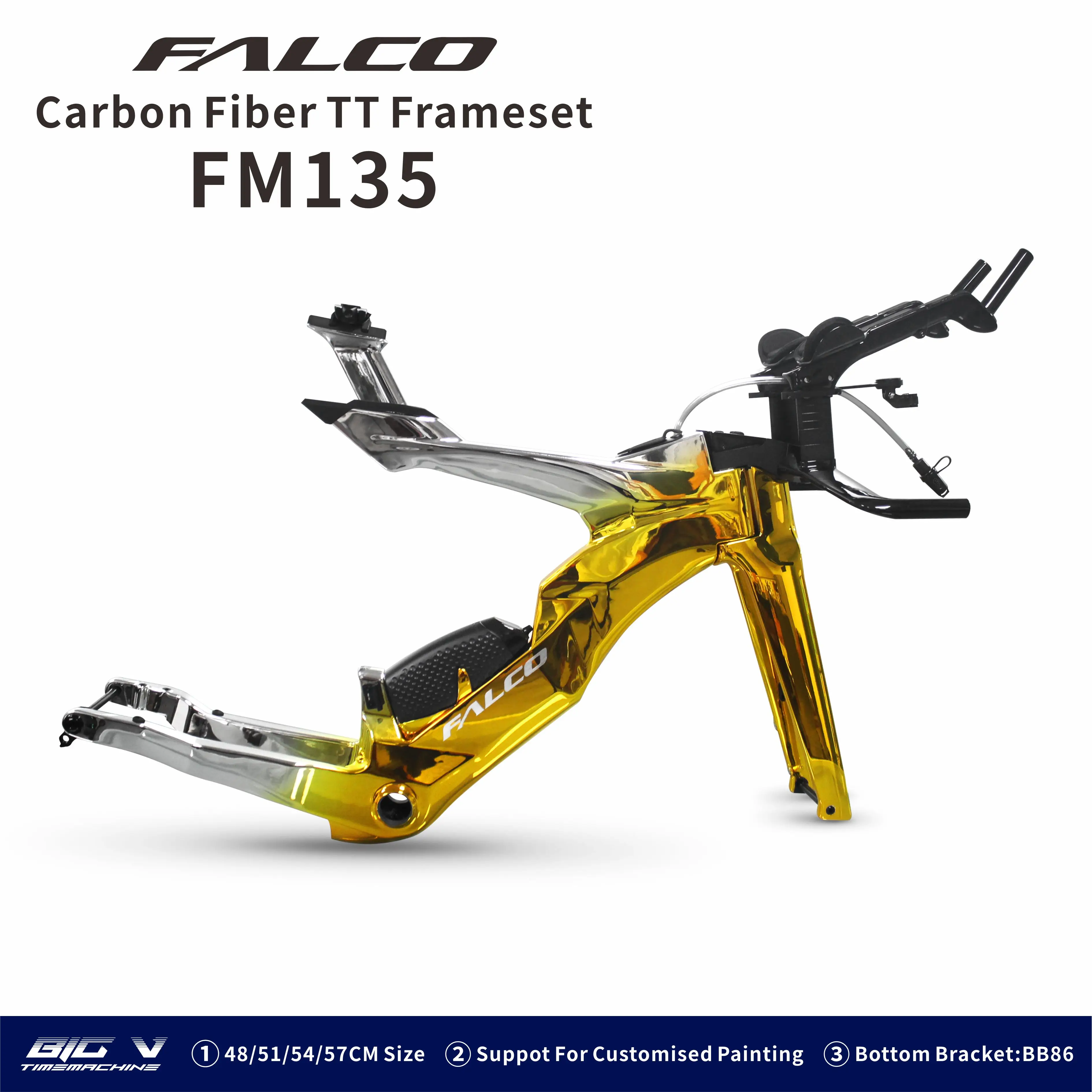 FALCO Novo Desgin FM135 Time Trail Bike Frame BB86 Carbono Ciclismo TT Bike Triathlon Disc Frame Big V Max700 * 28C Pneu