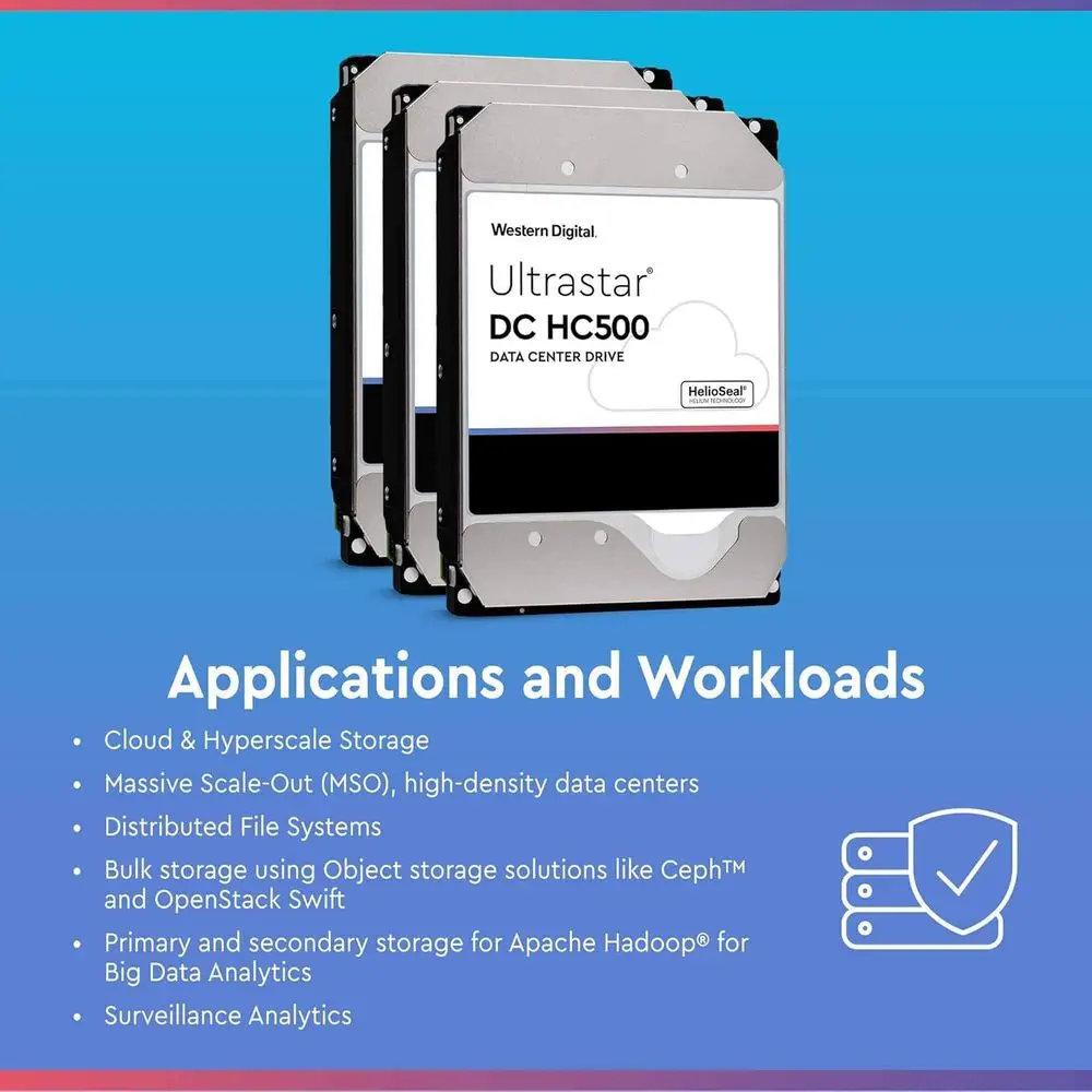 HD WD Ultrastar DC HC520 12TB 7200 RPM SATA 6Gb/s 256MB Cache Disco Rígido Empresarial de 3,5 Polegadas |   Desativação de Energia |   HUH721212ALE604