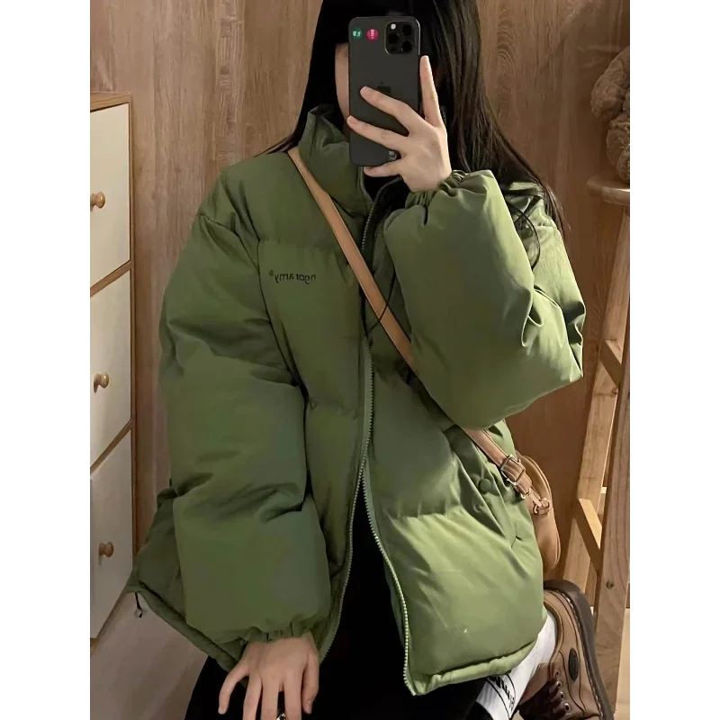 

Fashion Trend Student Cotton Coat Thickened Cotton Jacket Winter Ins Loose Avocado Green