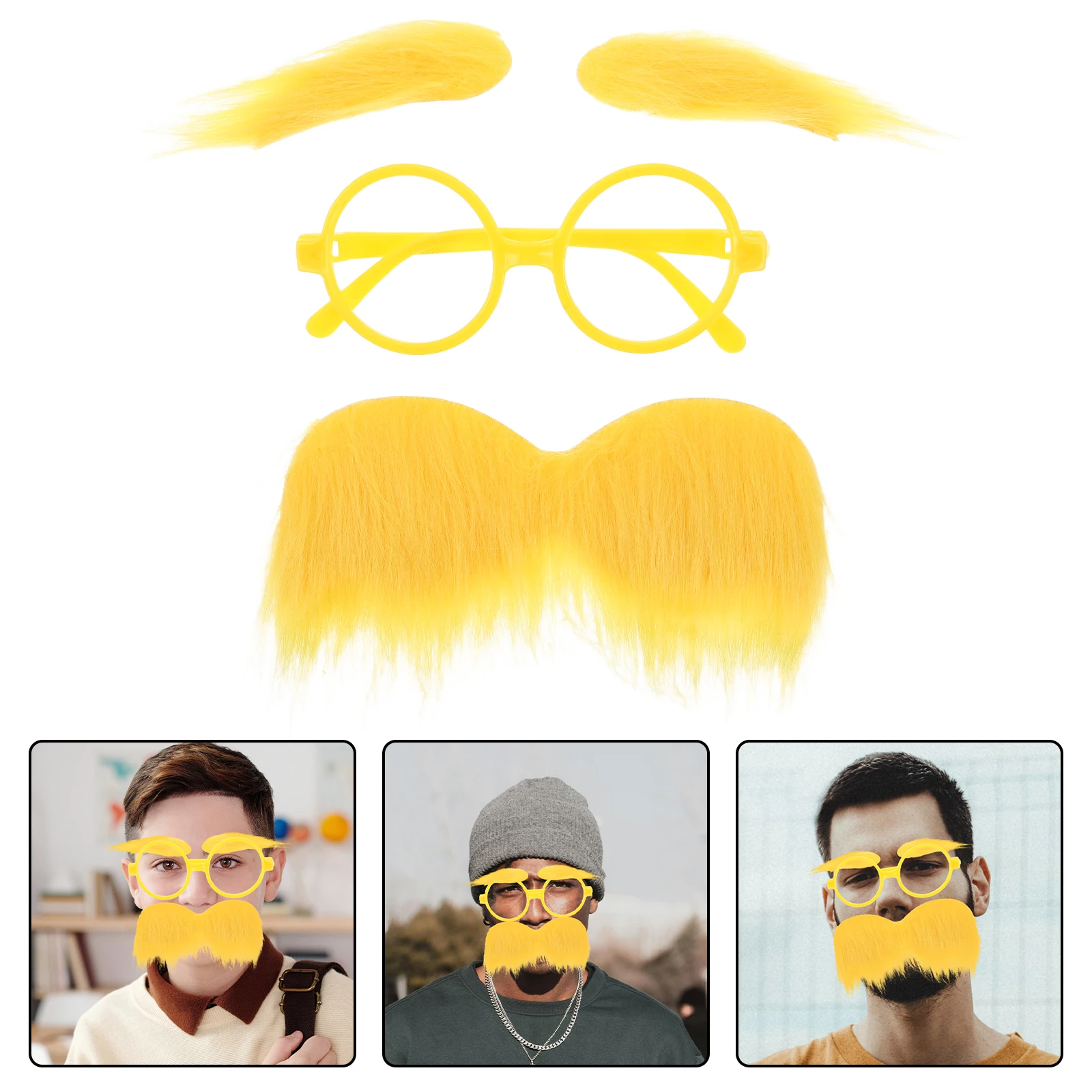 1 Set Decorazioni per feste Occhiali per baffi gialli Accessori per costumi in plastica per foto di Halloween di compleanno di carnevale in maschera