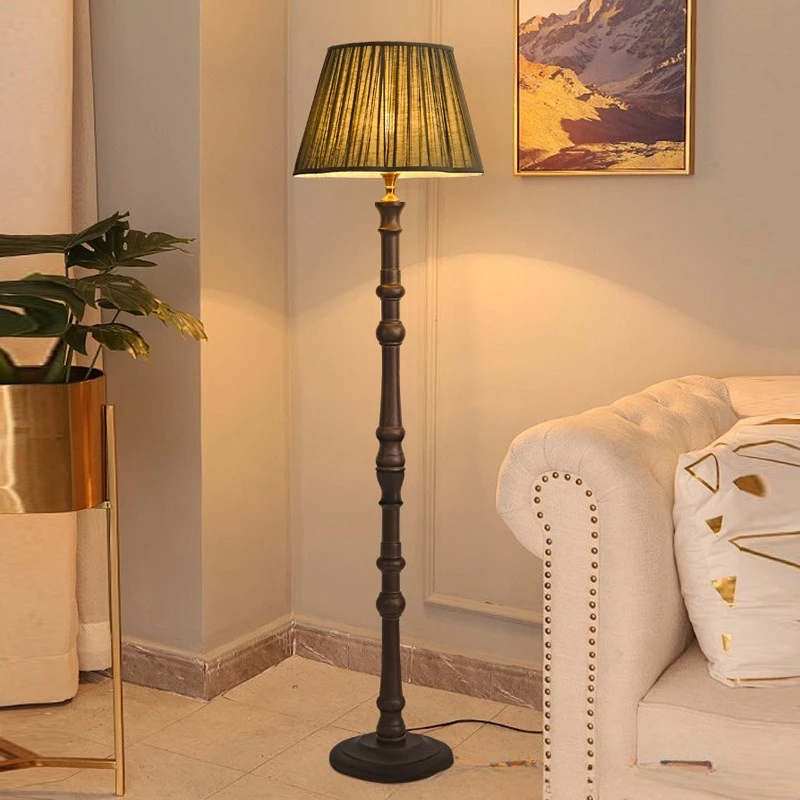 Medieval floor lamp retro new Chinese advanced sense wabi-sabi wind vertical atmosphere desk lamp