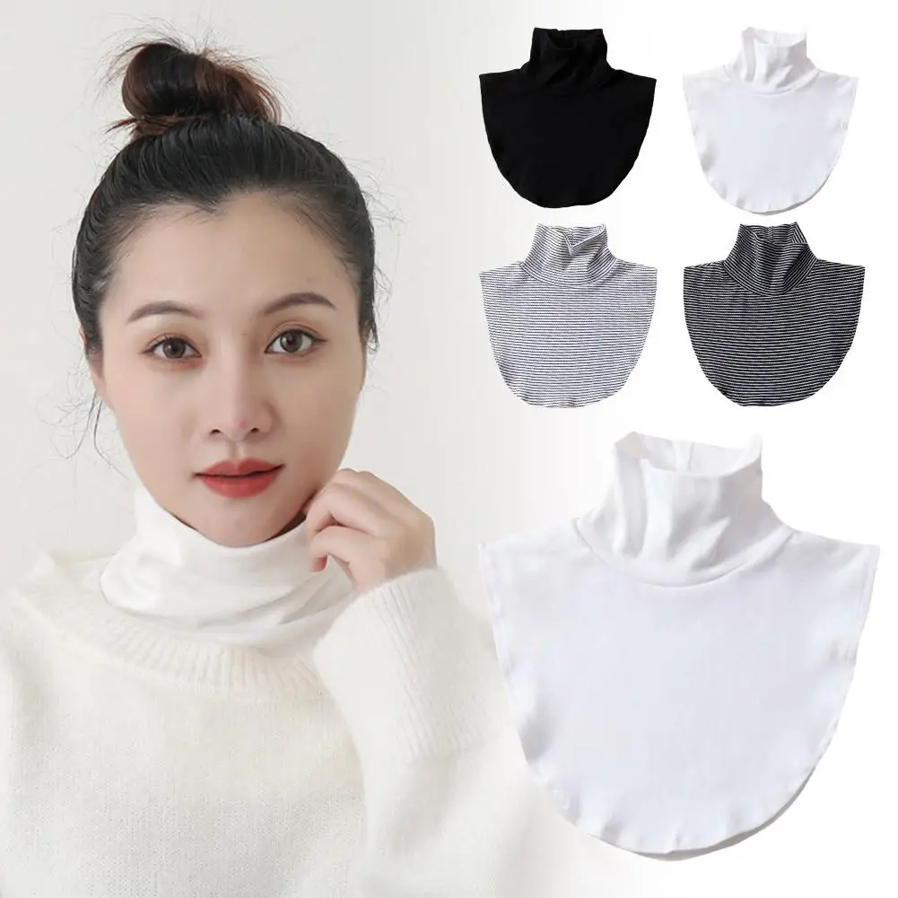 4 Color Winter Modal High Nack Fake Collar Women Solid Collar Turtleneck Warm Detachable Fashion Clothes Color Elastic Jers Z3r0