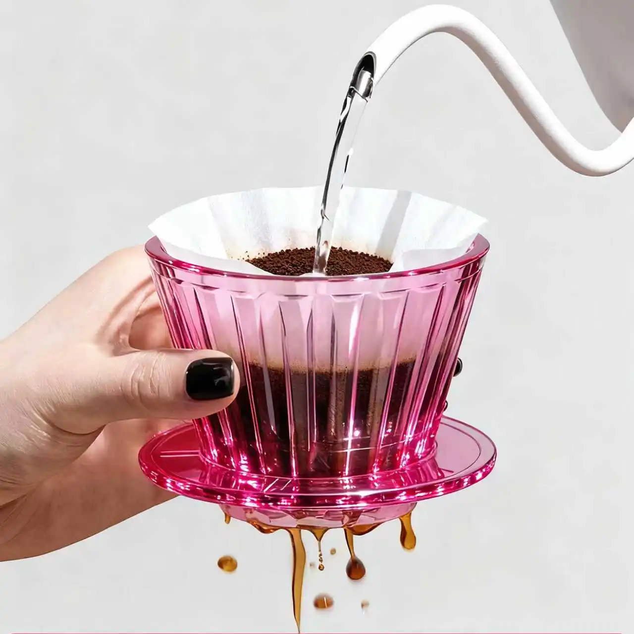 YRP B75 Basket Coffee Dripper Crystal Eye Pour Over Coffee Filter PCTG 1-2Cups Coffee Maker Tools Flat Bottom Increase Uniformit