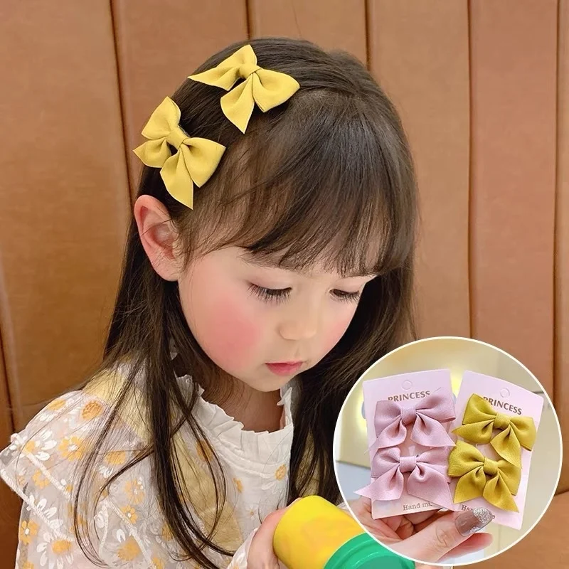 2PCS New Cute Bow Headgear Sweet Little Girl Hair Accessories Summer Girls Net Red Clips Baby Hairpins Children Hair Clips Gifts