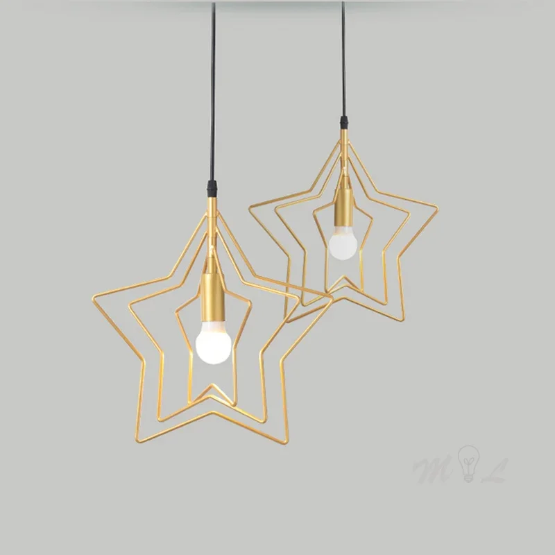 

Industrial Hanging Lamp Gold Star Pendant Lights Modern Hanging Lights Deco for Bedroom living room Lighting Fixtures Luminaire