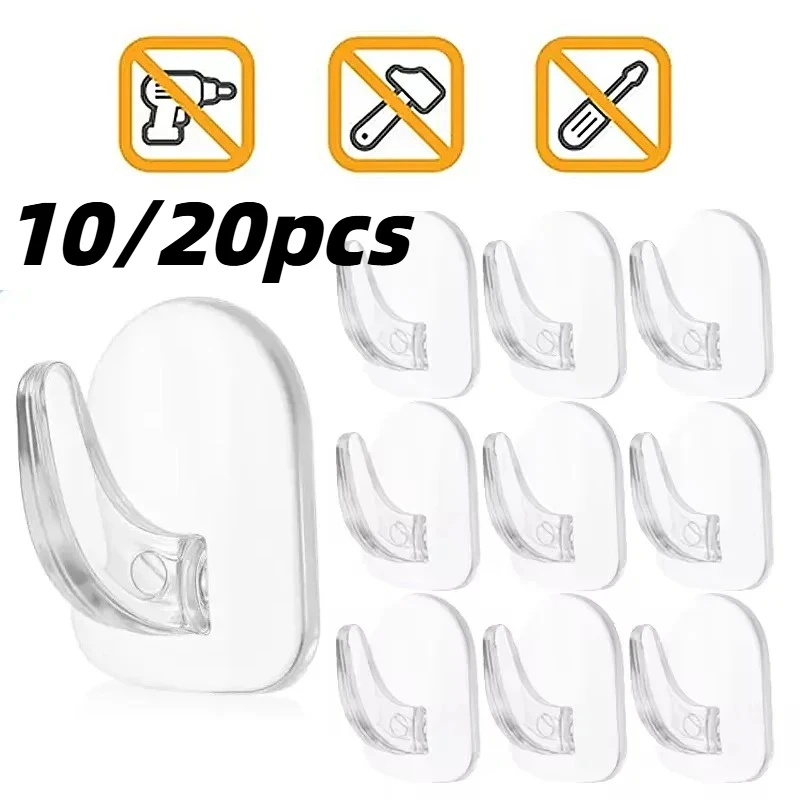 Mini ganchos transparentes para uso doméstico, ganchos adesivos com capacidade de carga, sem perfuração, à prova d'água, multifuncional