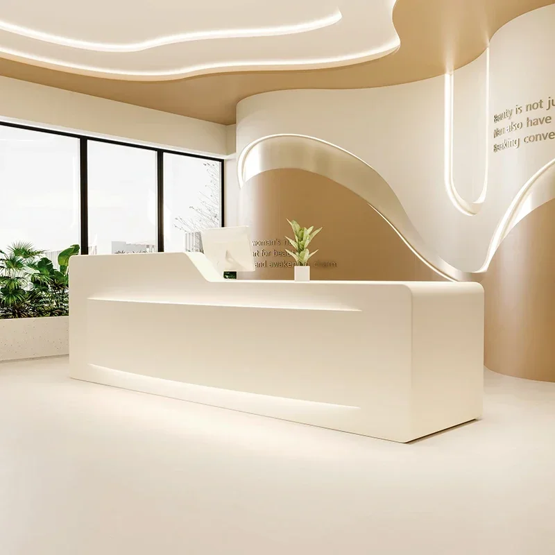 Reception Counter Cosmetics Beauty Salon Storage Cash Register Shop Desk Furniture Pulpit Front Table Podium Cashier Center Help