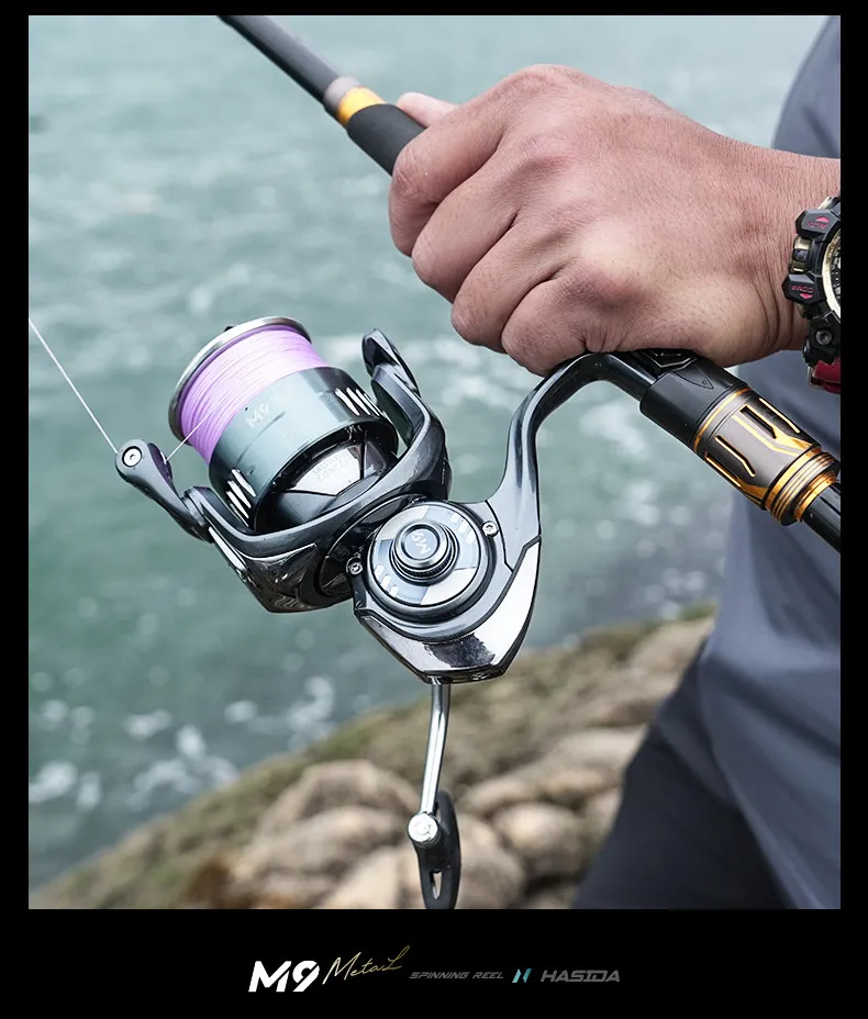 HASIDA M9 Spinnrolle, Vollmetall, Salzwasserbeständig, Weitwurf, Offshore-Boots-Jigging-Rolle, Hohe Kapazität, Profi-Ausrüstung – Detail 26