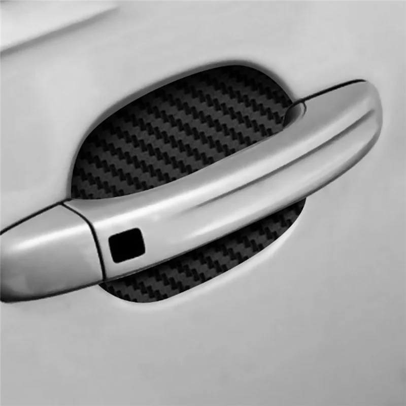 4Pcs Door Handle Stickers, Carbon Fiber Scratch Resistant Door Cup Guards, Fits Most Car Handles 6.8X8.5cm