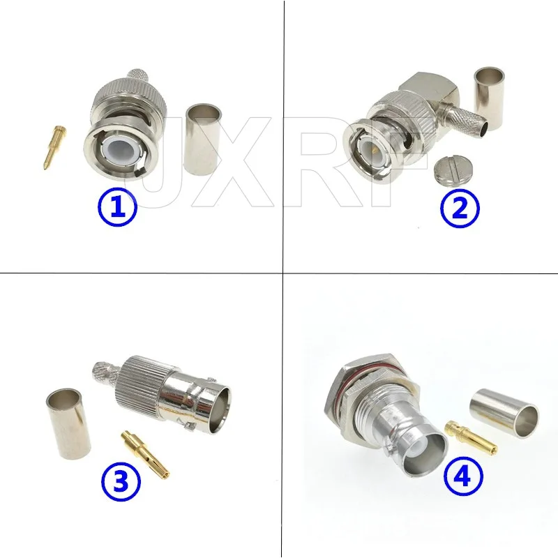 

RF coaxial connector BNC male BNC female feeder connector straight bend crimping RG58 RG142 LMR195 wire