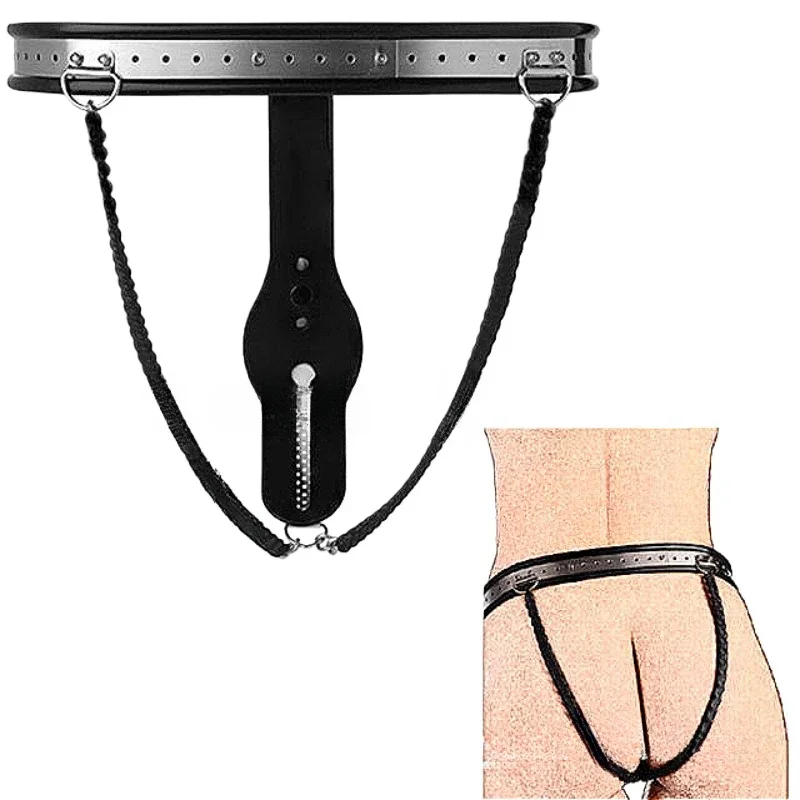 Stainless Steel Female Chastity Belt Underwear Pants With Vagina Plug BDSM Bondage Gear Woman Chastity Lock Device Adult SexToys