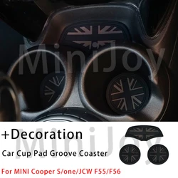 The Black Flag Car Cup Pad Groove Coaster Auto Non-slip Mat Pad For Mini Cooper S JCW Clubman F54 F55 F56 F60 Countryman