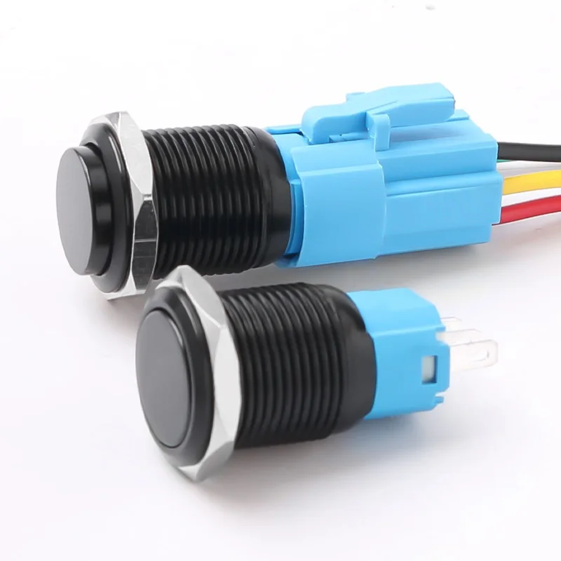 12/16/19/22mm nenhum interruptor de botão 1no1nc impermeável do metal das luzes liso/cabeça alta momentâneo que trava aço inoxidável