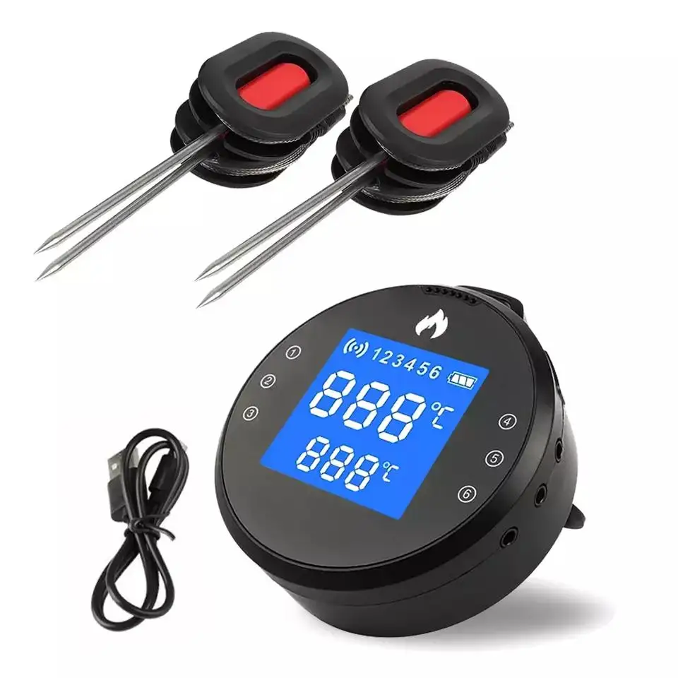 WiFi Meat Thermometer Wireless Meat Thermometer with Timer Infinite Distance Remote for Smokers Grilling BBQ Oven