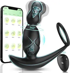 360 ° rotazione uomini massaggio prostatico vibratore anale con anello del pene APP telecomando Butt Plug giocattoli adulti del sesso per coppie Gay 18