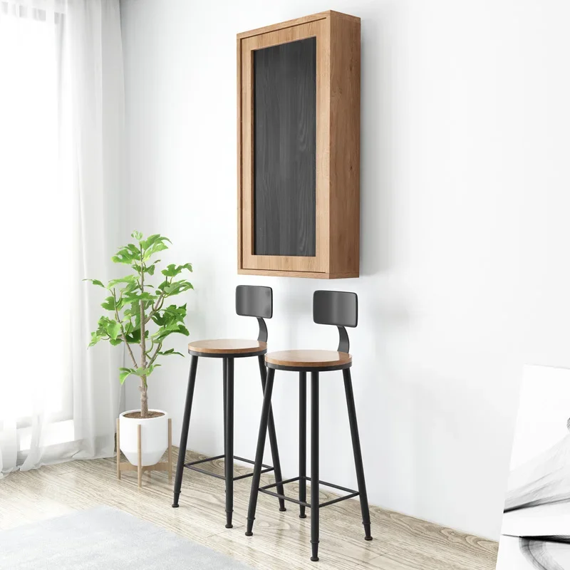 Nordic small bar foldable wine cooler dining table integrated bar table small apartment wall mounted simple household solid wood