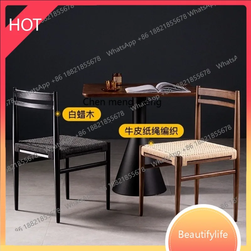 

Скандинавский обеденный стул из цельного дерева, бытовой настольный стул, простой повседневный стул в стиле ретро со спинкой из бревна