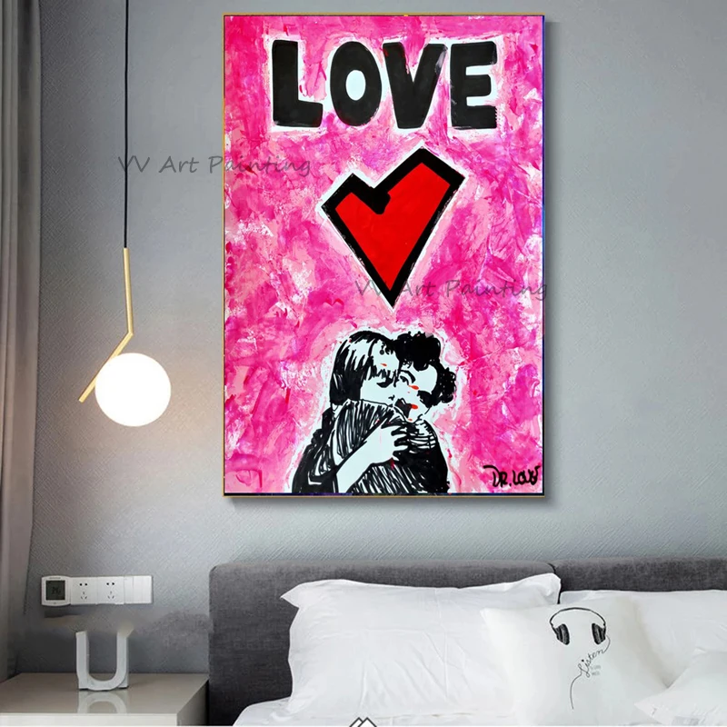 The Creative 100%Handmade Modern Abstract Love Oil Painting On Canvas Couple Oil Painting Home Hotel Decor Sweet Heart Drawing