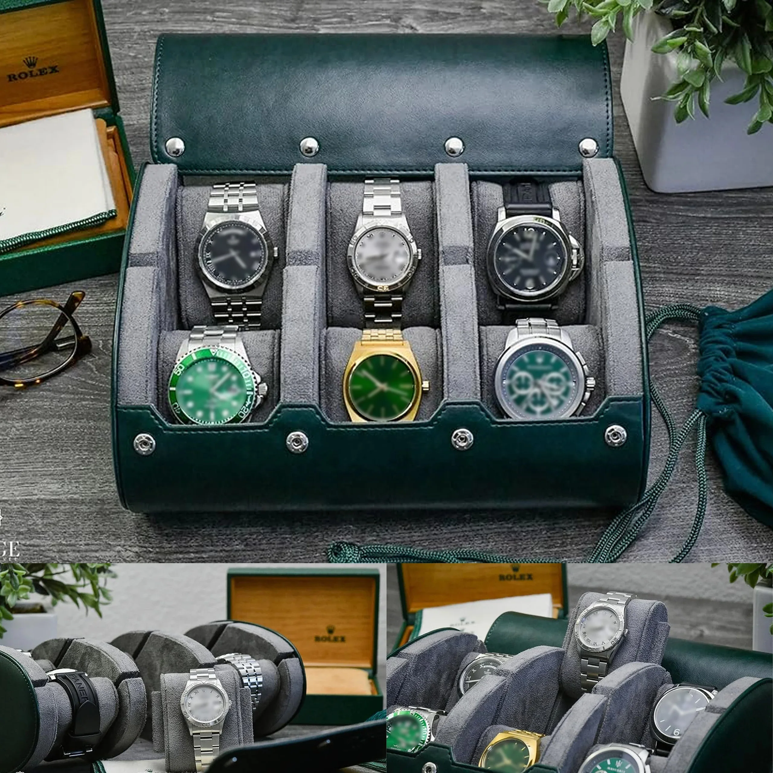 6 Slot Watch Case Storage Box for Men,Watch Travel Case Portable Storage Watch Display Holder for Wristwatches and Smart Watches