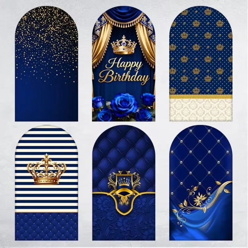 

Декоративный фон-арка Mehofond Custom с двусторонним изображением королевского синего цвета и золотой короны с цветами для детского дня рождения и вечеринки в честь рождения ребенка