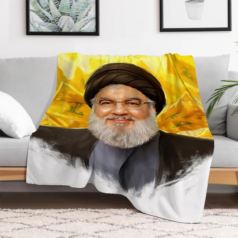 

National Hero Hassan Nasrallah Soft Plush Blanket,Flannel Blanket Throw Blanket for Living Room Bedroom Bed Sofa Picnic kids