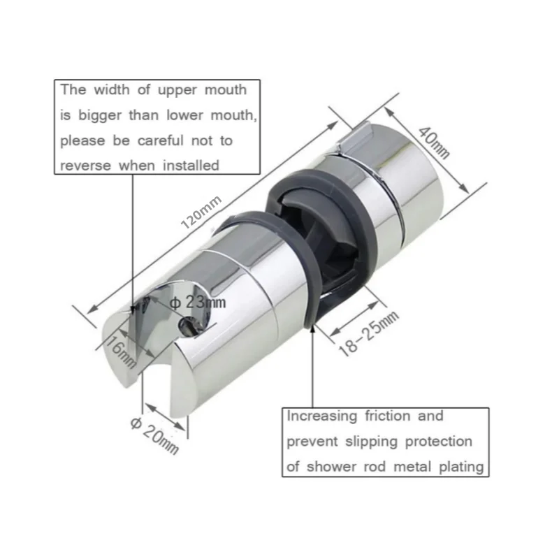Suporte de chuveiro de mão de substituição para barra deslizante 18-25mm trilho ajustável suporte de cabeça de chuveiro substituição suporte de pulverizador de rotação 360