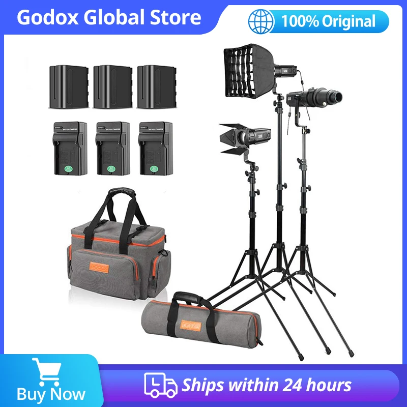 

Godox S30-D 90W Focusing LED Spotlight with Accessories Kit 5600 Color Temperature,CRI 96+,Continuous LED Light for Video Light