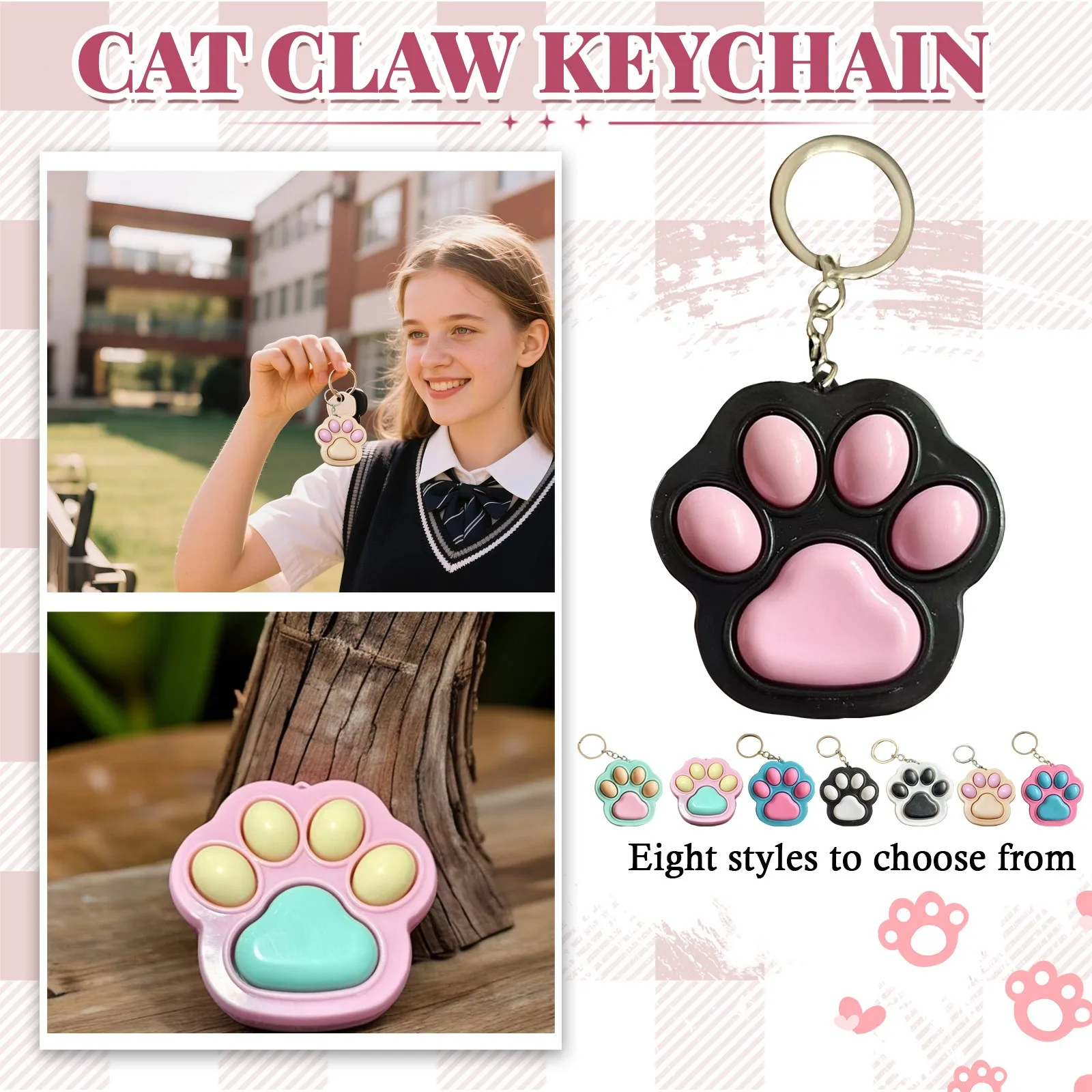 Novelty Fun Silicon Colorful Cat Paw Keychain Kawaii Handbag Wallet Decorative Accessoy Gift For Students