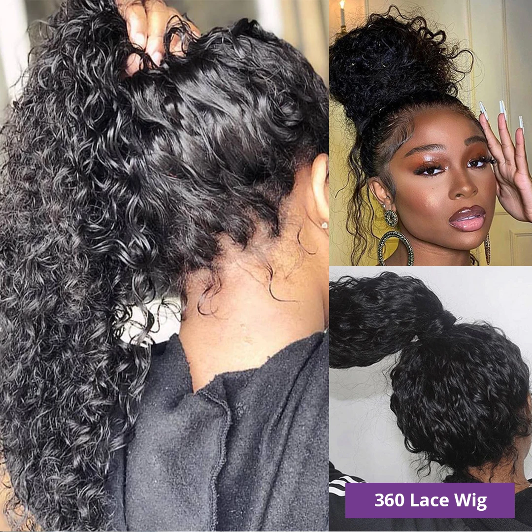 Perruque Lace Closure Wig 360 Naturelle Bouclée, Cheveux Humains, Deep Wave, HD, 4x4, 5x5, 13x4, 13x6, pour Femme Africaine