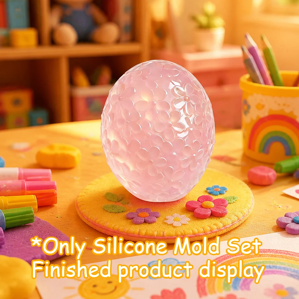 2Pcs Bunny & Egg Silicone Mold DIY Plaster Aroma Candle Soap Mould Handmade Desktop Ornament Christmas Halloween Home Decor